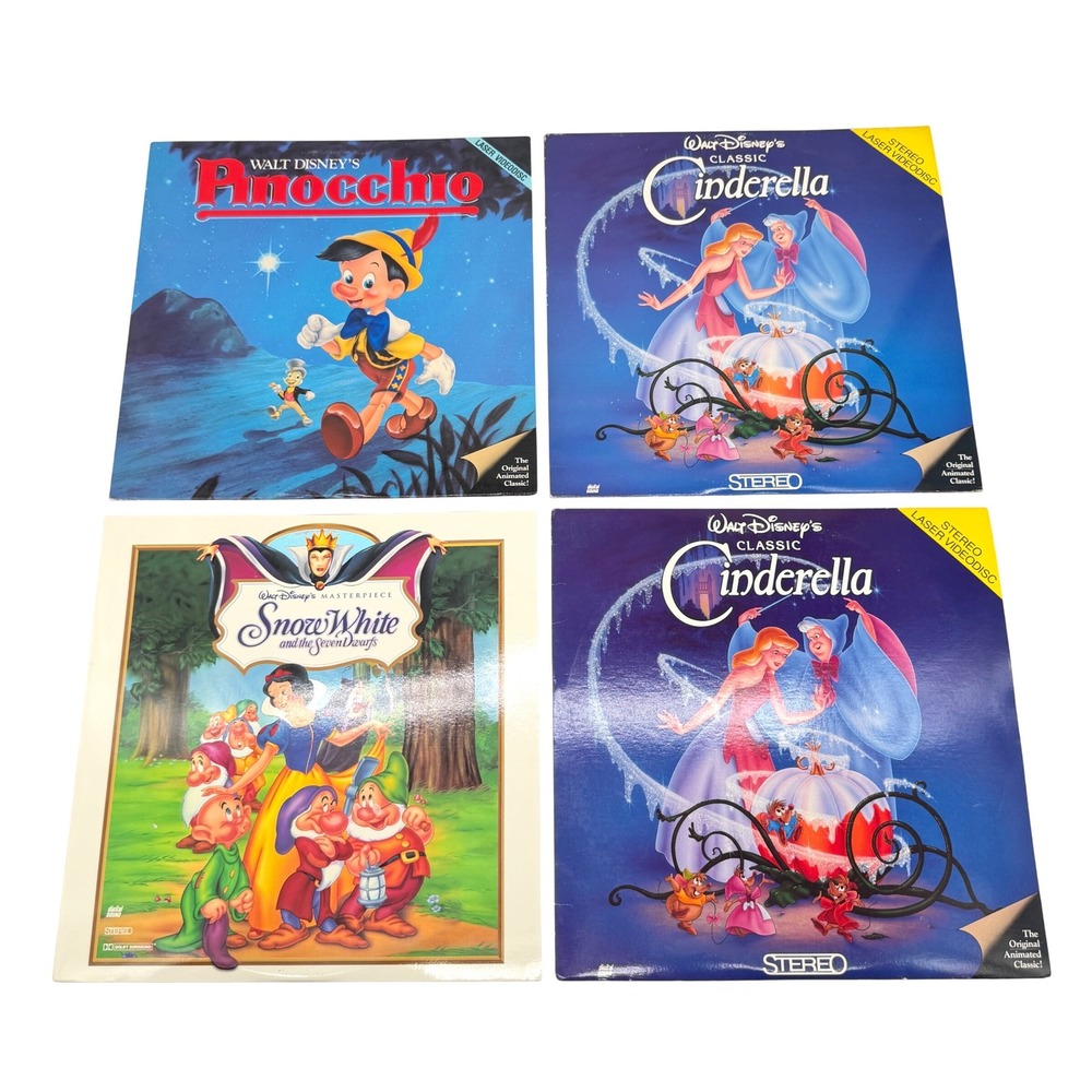 Walt Disney Classics LaserDisc Lot Pinocchio Snow White Cinderella 4 Discs